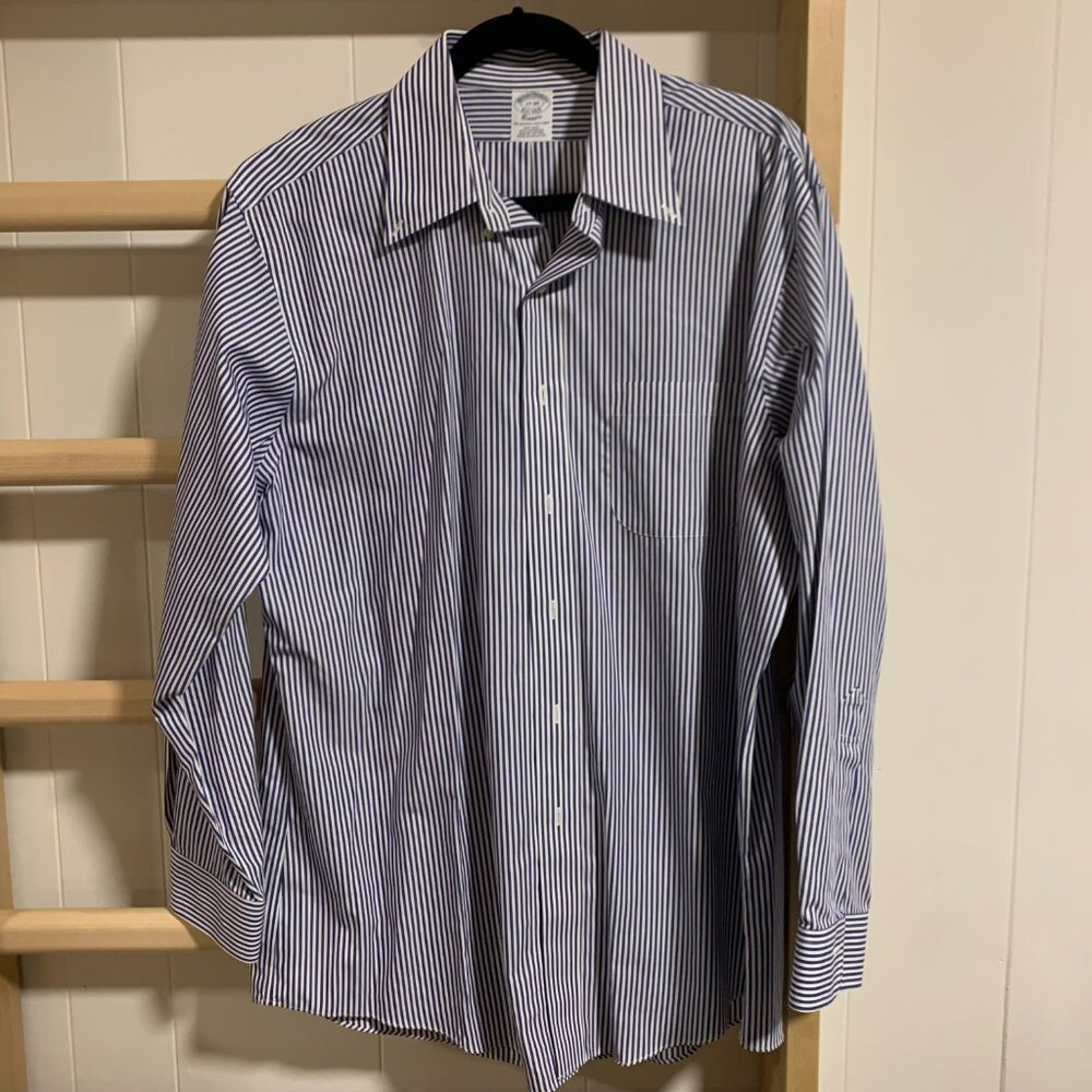 Brooks Brothers: Regent Fit Button Down Blue & White Striped | Size: 17-34